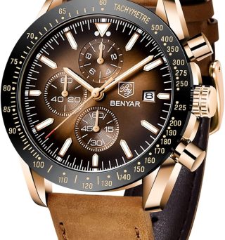 Watch for Men Analog Quartz Chronograph Waterproof Luminous Designer Mens Wrist Watches Business Work Sport Casual Dress Watch with Silicone Strap Elegant Gifts for Men