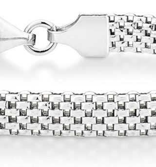 925 Sterling Silver Italian 5mm Mesh Link Chain Bracelet for Women, Made in Italy